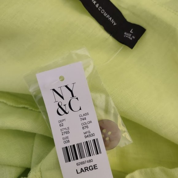 New York & Company Citron Linen Blend Dress Size Large NWT - Picture 8 of 9
